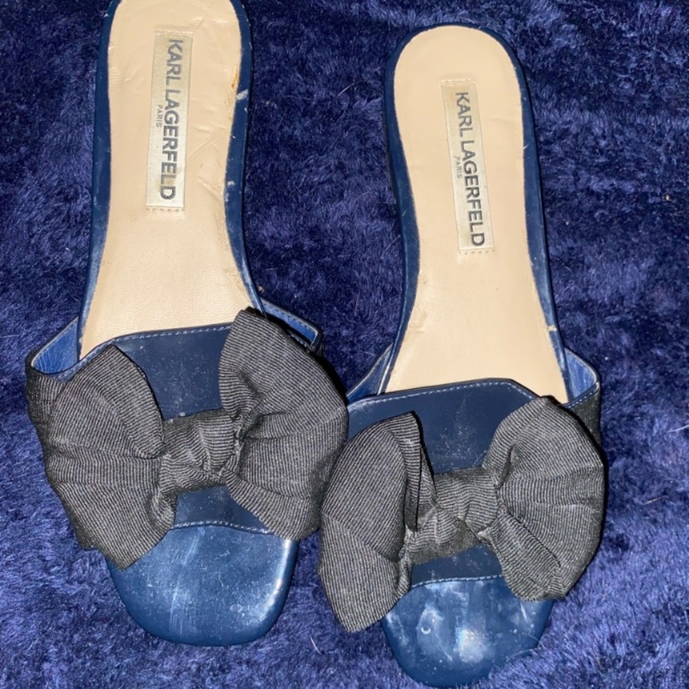 Karl Lagerfeld Women's Navy Blue Bow Flats women size 7